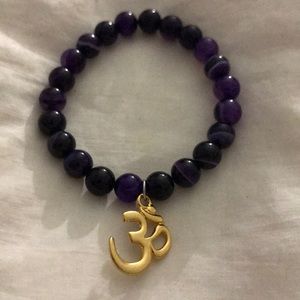 Semiprecious Purple Line Agate charm bracelet